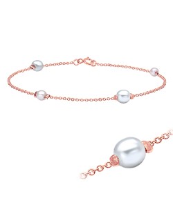 Sweet Pearls Rose Gold Plated Silver Anklet ANK-322-RO-GP